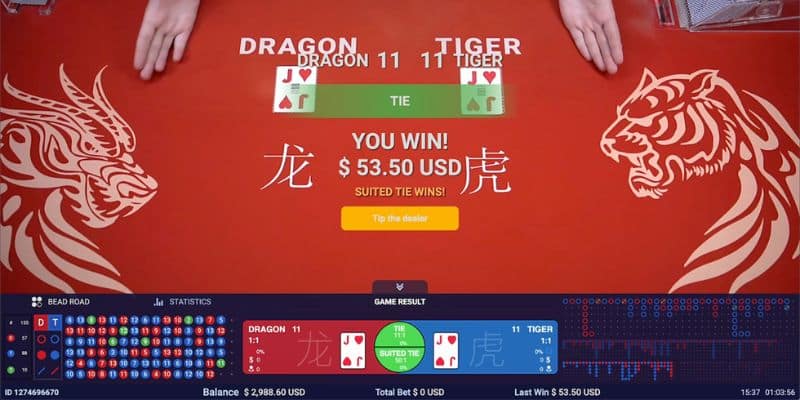 Bùng nổ tỷ lệ trả thưởng Rồng Hổ WW88